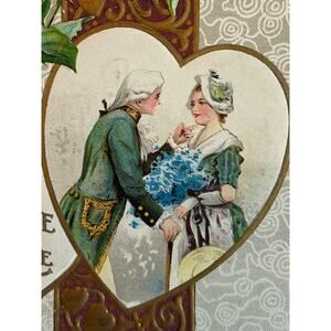 Antique Early 1900s Ephemera Valentine Postcard Edwardian Era Lovers Roses Heart